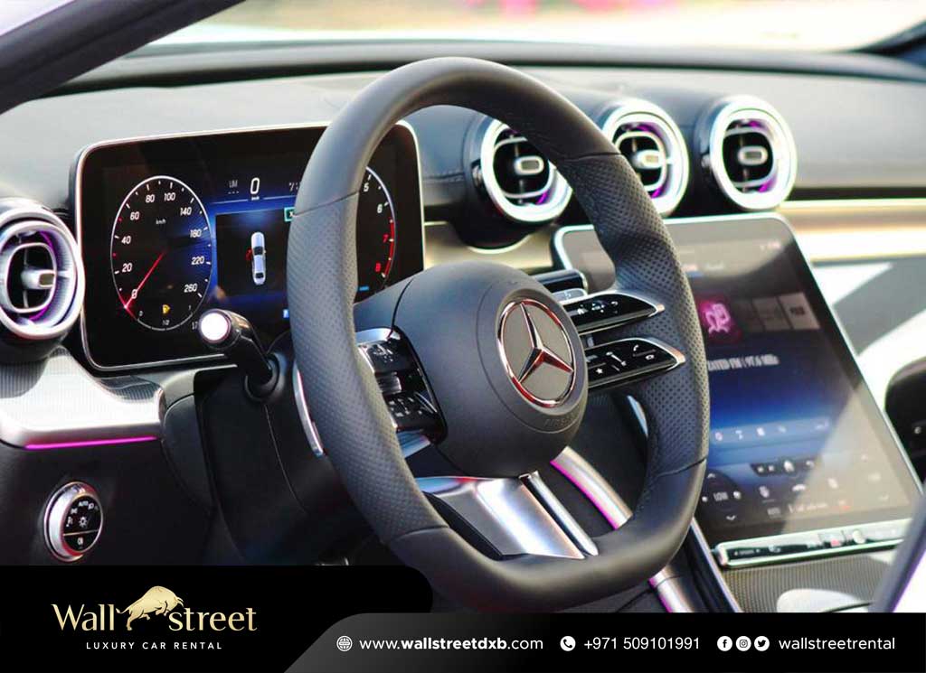 Mercedes C Class 2022 for rent in Dubai by Wall Street luxury car rental